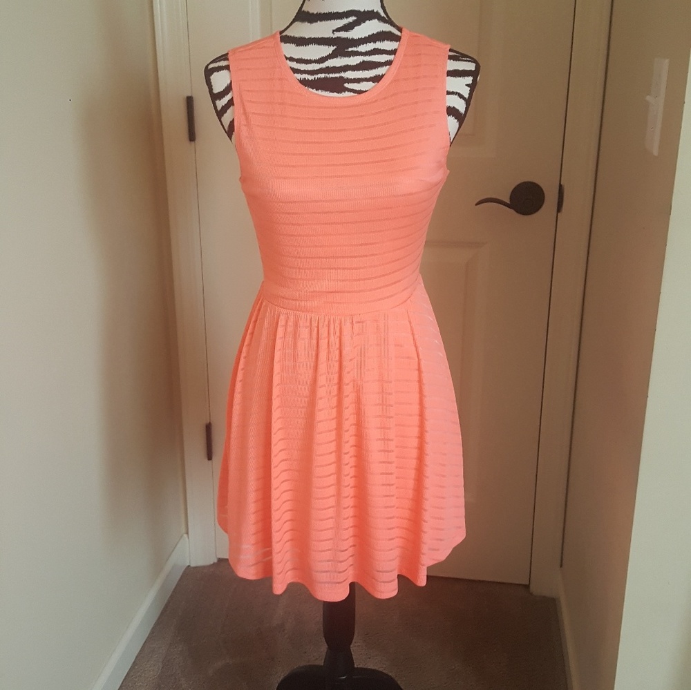 Forever 21 Coral Pleated Mini Dress